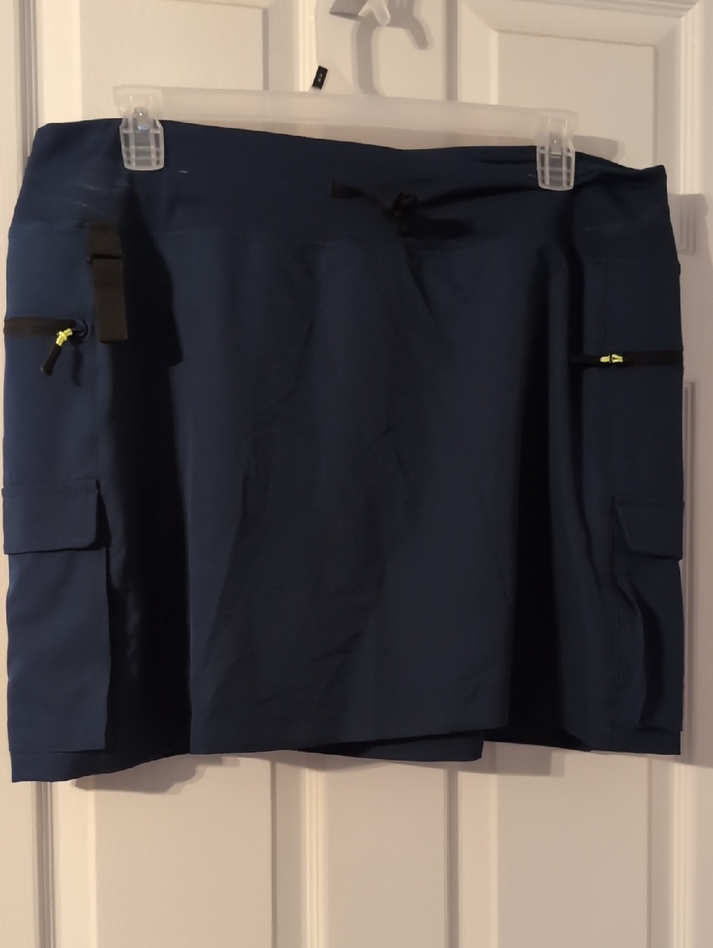 Navy Active Cargo Skort with Zipper Pockets